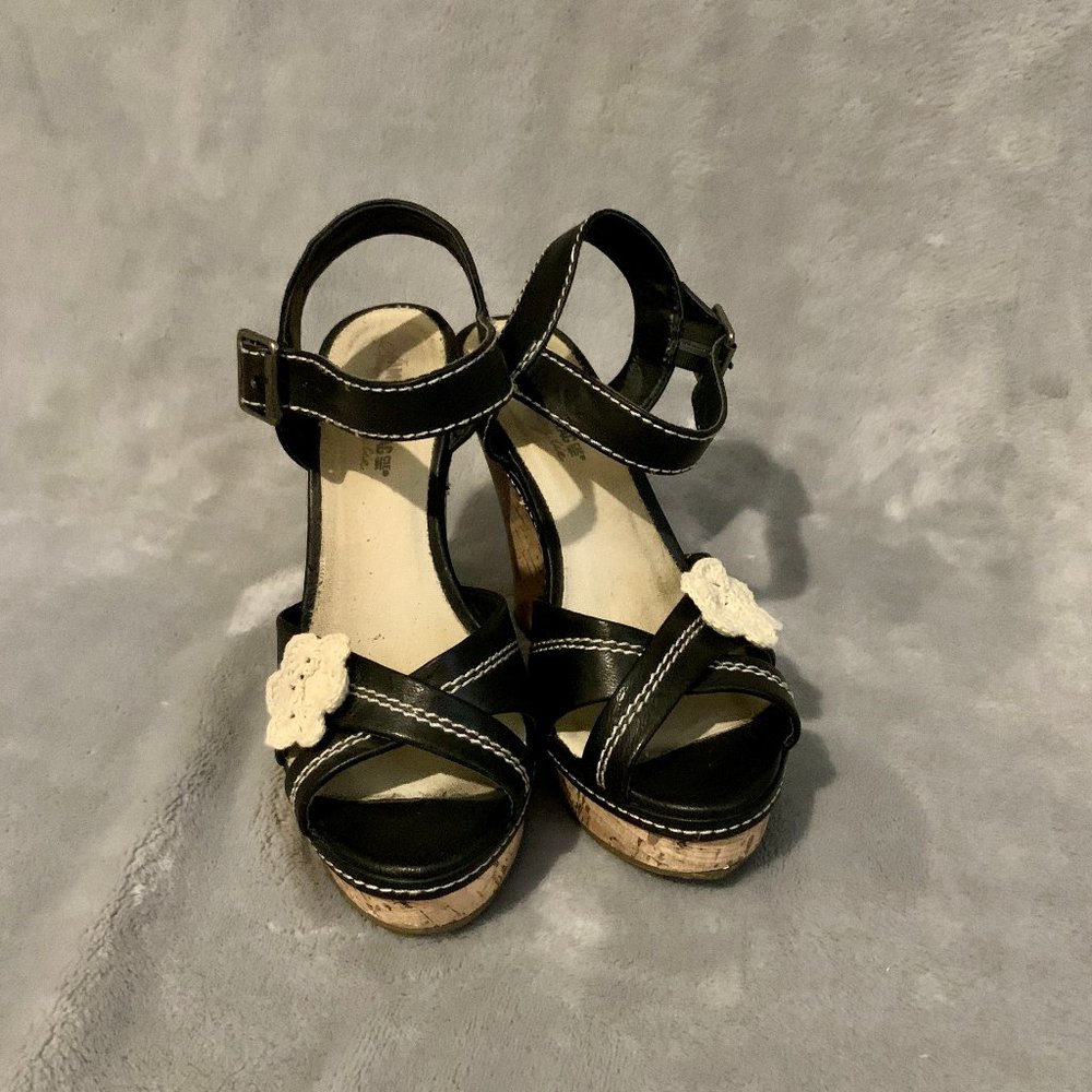 American Rag Leather Peep Toe Wedges